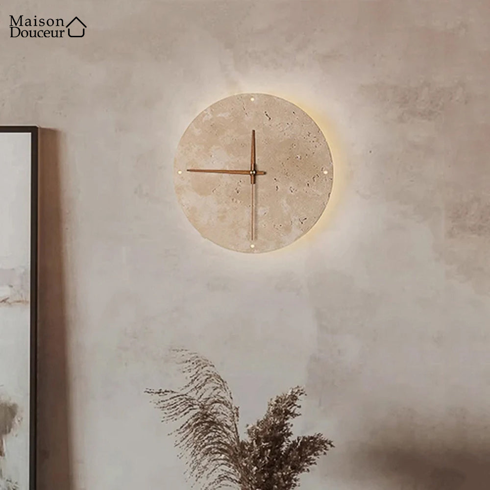 Horloge murale lumineuse en marbre