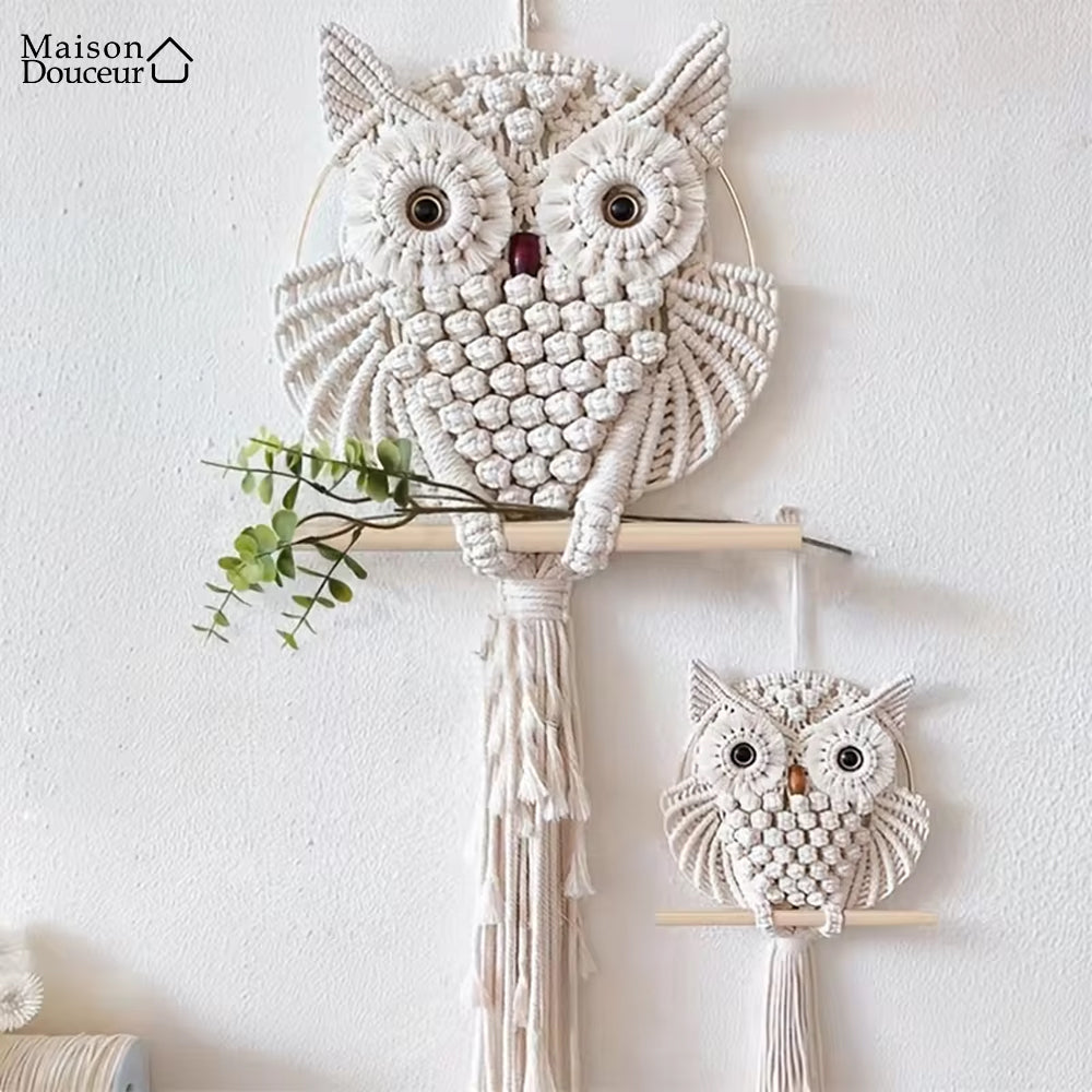 Macramé mural Hibou