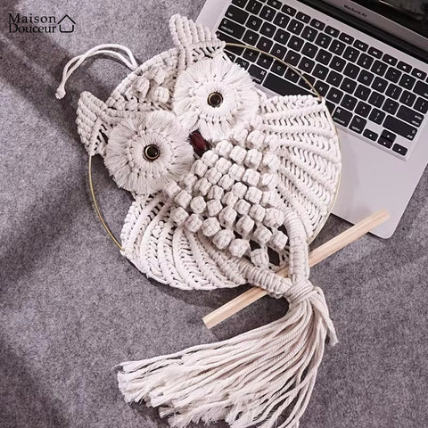 Macramé mural Hibou