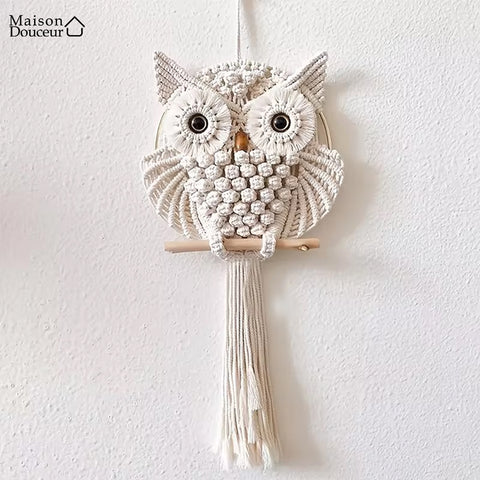 Macramé mural Hibou