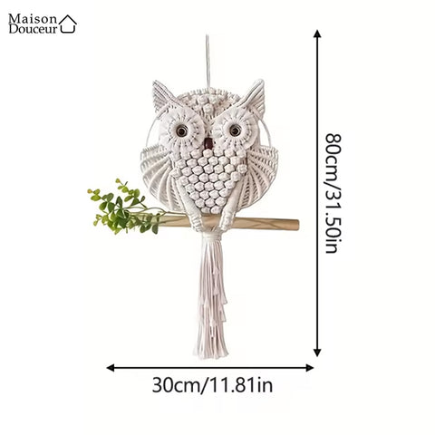 Macramé mural Hibou