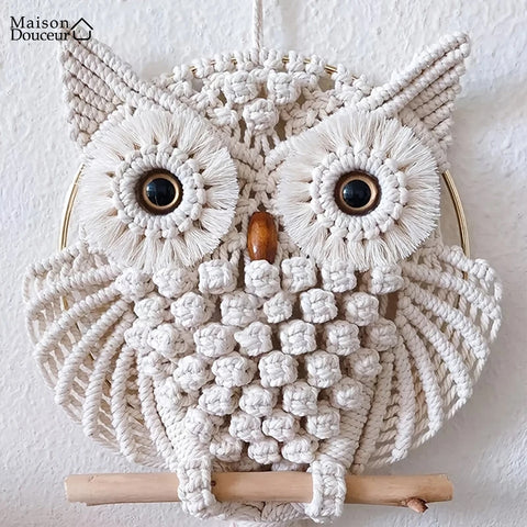 Macramé mural Hibou