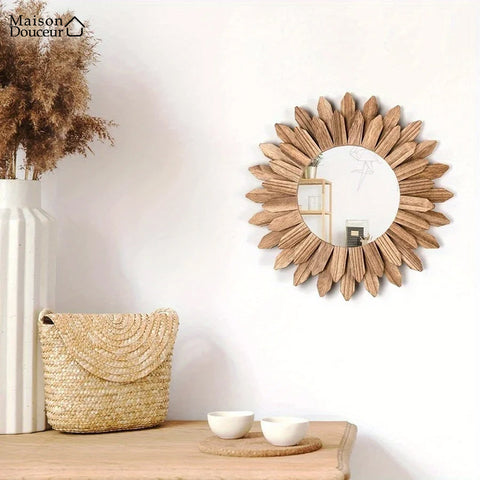 Miroir mural en bois