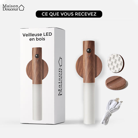 Veilleuse LED en bois