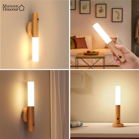 Veilleuse LED en bois